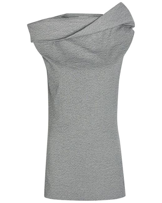Issey Miyake Gray Allow Draped Paper-Blend Top