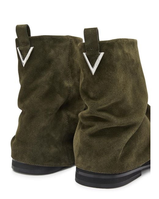 The Attico Green Robin Mini Layered Suede Combat Ankle Boots
