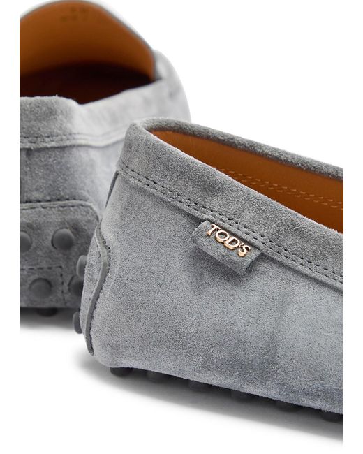 Tod's Gray Gommino Suede Loafers