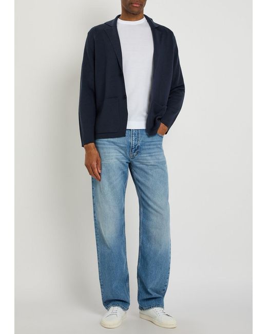 John Smedley Blue Narah Merino Wool Cardigan for men