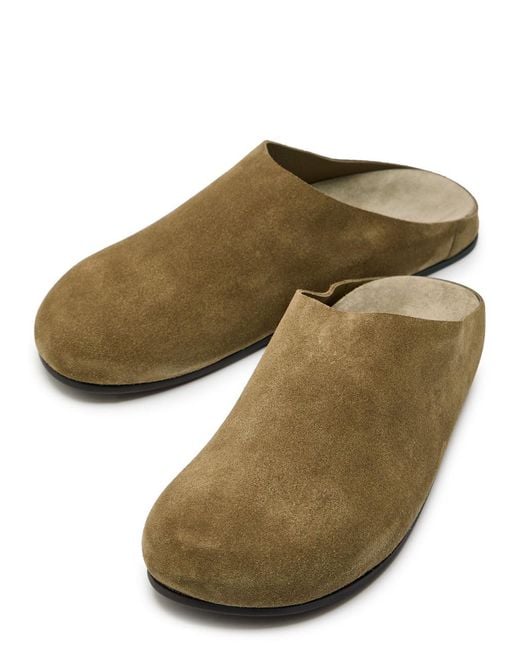 The Row Green Hudson Suede Sliders