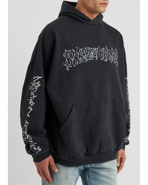 Balenciaga Black Diy Metal Hooded Cotton Sweatshirt for men