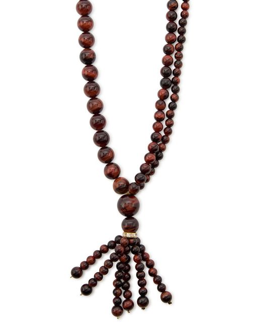 Timeless Pearly Brown Crystal-Embellished Beaded Necklace