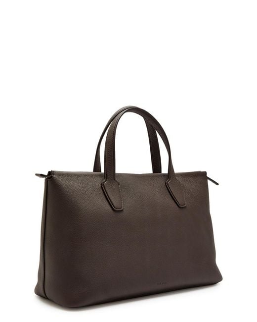 The Row Brown Marcel Grained Leather Tote