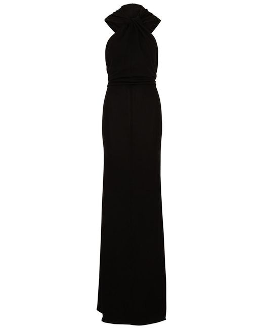 Saint Laurent Black Hooded Open-back Gown
