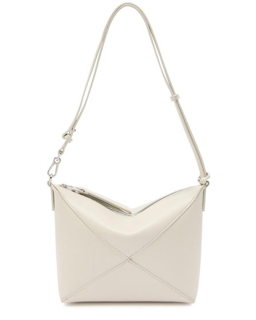 Loewe White Puzzle Fold Leather Shoulder Bag