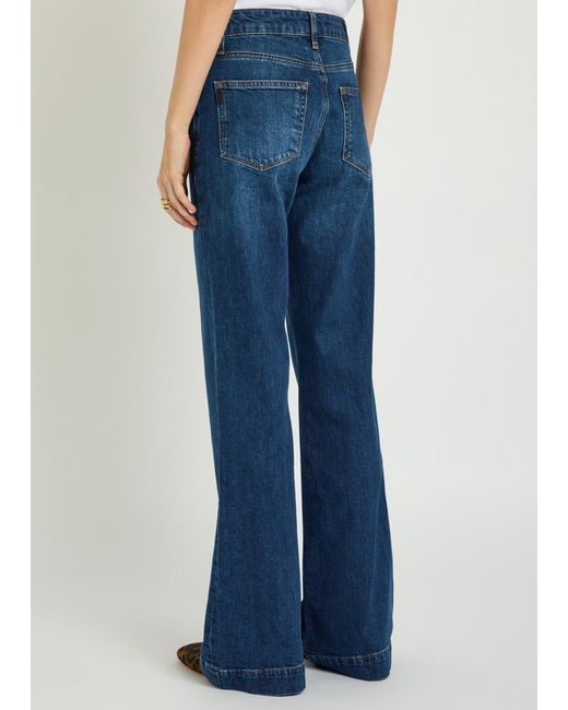 PAIGE Blue Leenah Slim Wide-Leg Jeans