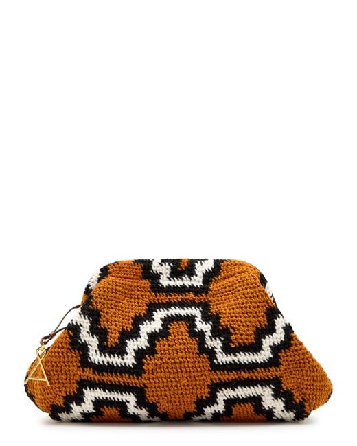 Among Equals Brown Bilum Patterned Wool-Blend Clutch
