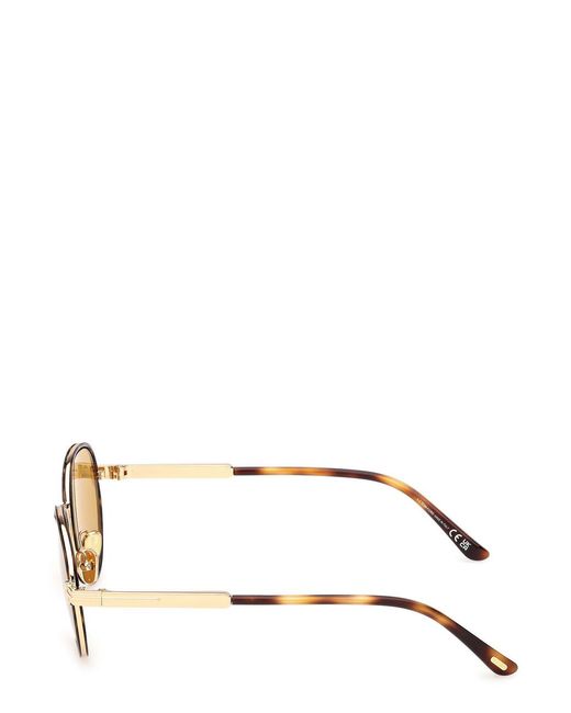 Tom Ford Natural Round-Frame Sunglasses for men