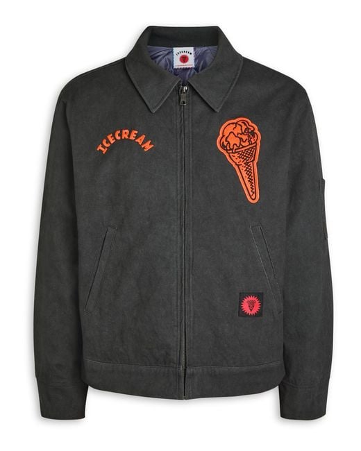 ICECREAM Black Cone Patch Work Canvas Jacket for men