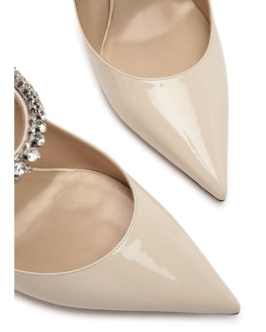 Jimmy Choo Bing 65 Off-white Patent Leather Mules