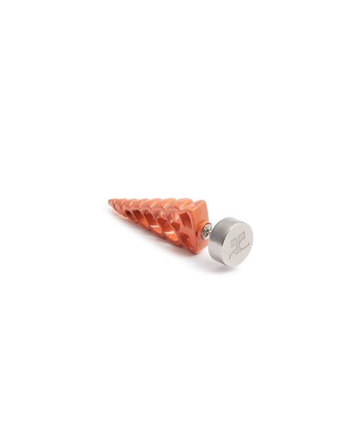 Courreges White Shell-effect Single Stud Earring