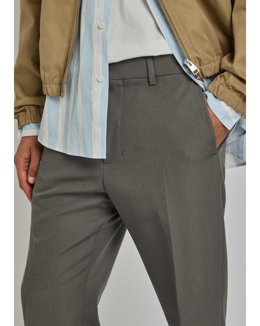 AMI Gray Straight-Leg Wool Trousers for men