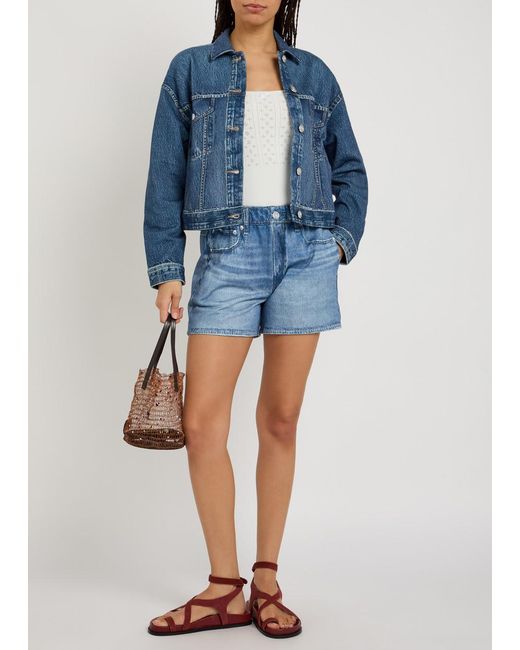 Rag & Bone Blue Miramar Denim-Print Terry Jacket