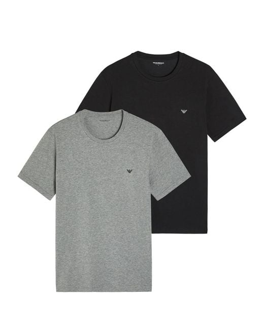 Emporio Armani Gray Logo Crew-Neck Stretch-Cotton T-Shirt for men