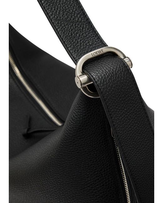 Loewe Black Loop Medium Grained Leather Bucket Bag for men