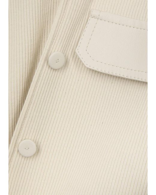 Nanushka Natural Rasima Faux Leather-Trimmed Cotton Shirt