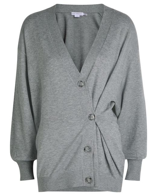 GOOD AMERICAN Gray Asymmetric Fine-Knit Cardigan