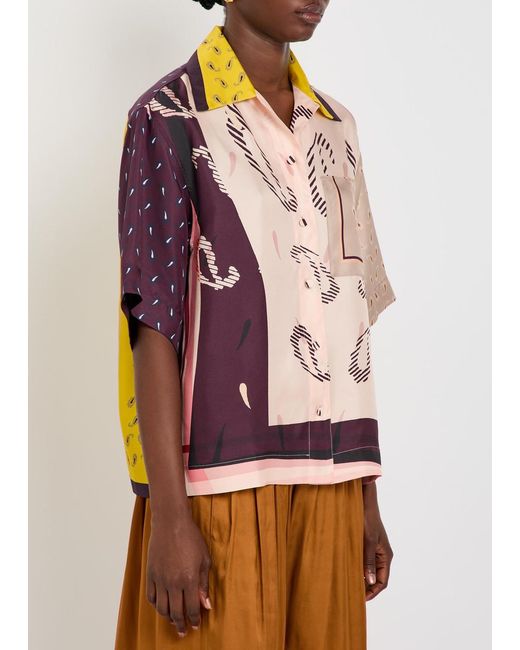 Otzio Pink Cecilia Printed Silk Shirt
