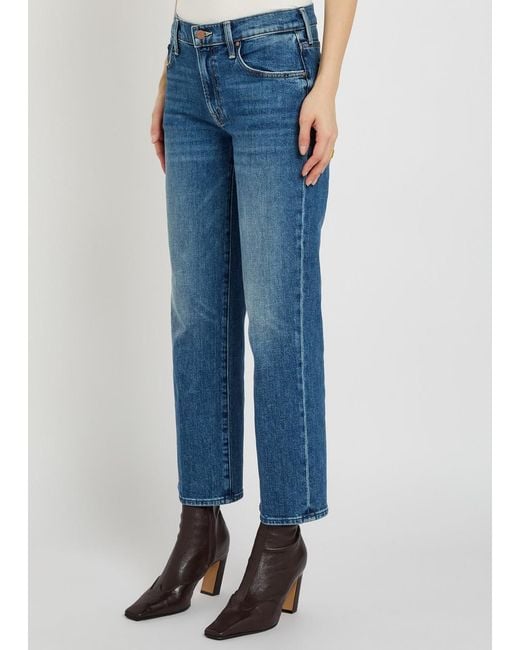 Mother Blue The Mid Rise Rambler Slim Straight-Leg Stretch-Denim Jeans