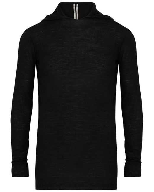 Rick Owens Black Hooded Wool Sweatshirt for men