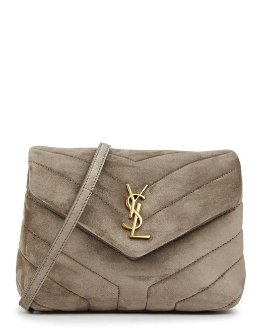 Saint Laurent Gray Loulou Toy Quilted Suede Cross-body Bag