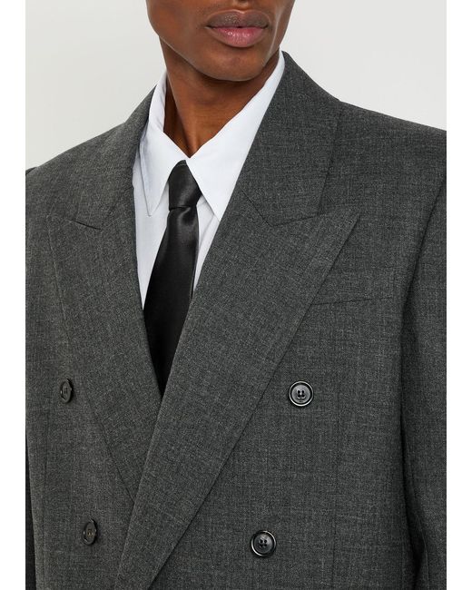 Saint Laurent Black Double-Breasted Wool Blazer for men