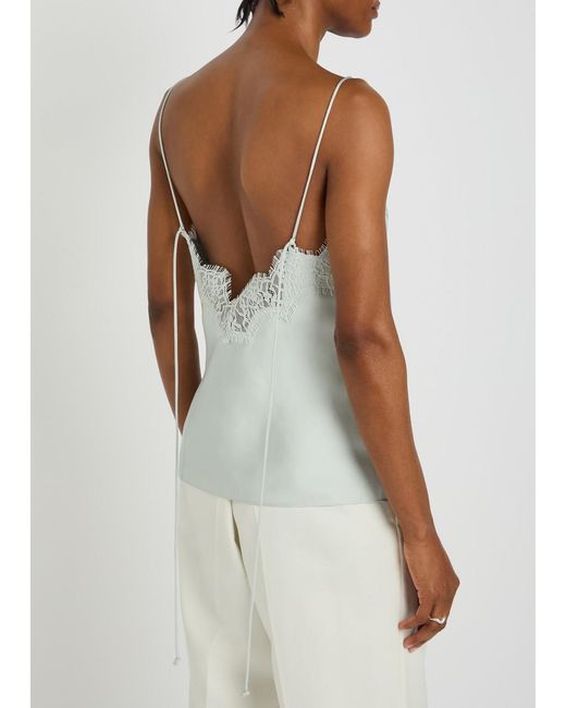 Rohe Blue Lace-Trim Silk Camisole Top