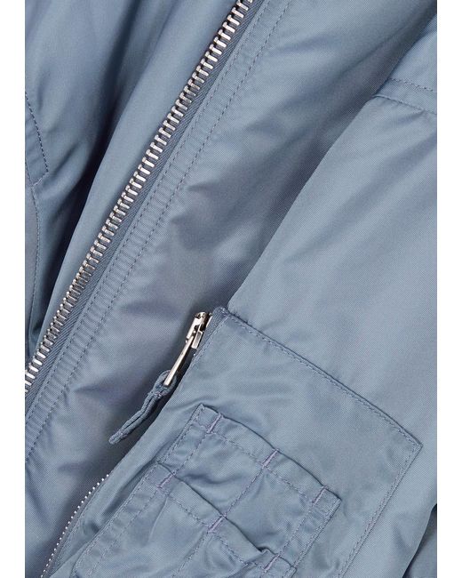 Gucci Blue Logo-print Nylon Bomber Jacket for men