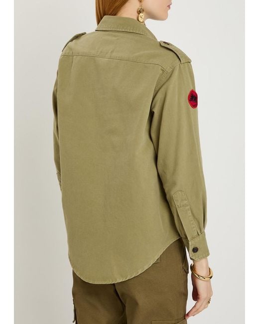 Isabel Marant Green Umberta Appliquéd Twill Shirt
