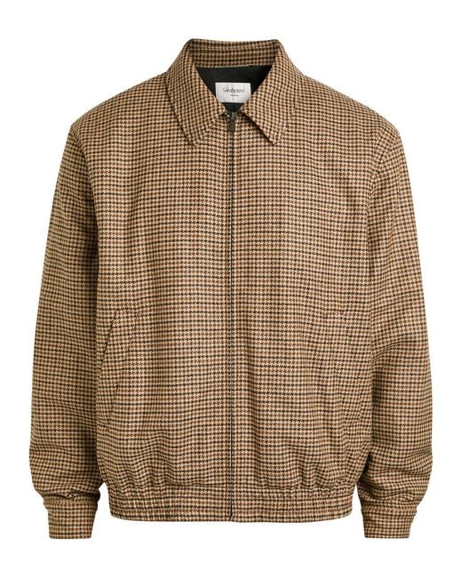 Saint Laurent Brown Houndstooth-Jacquard Woven Jacket