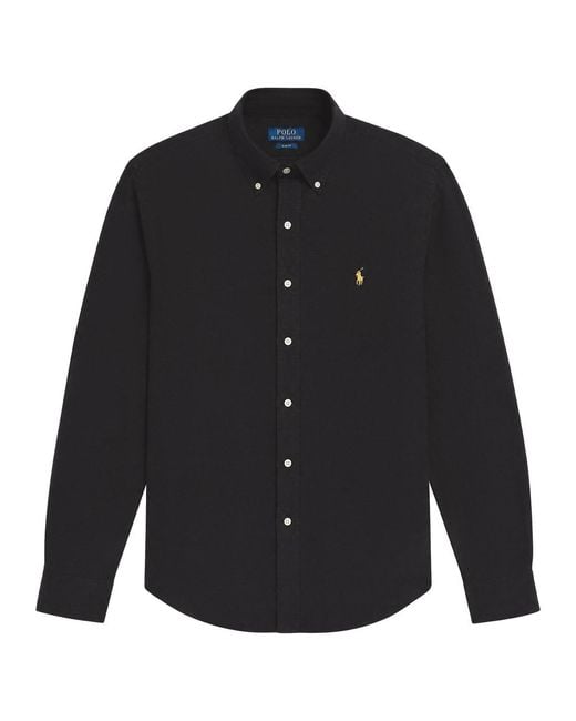Polo Ralph Lauren Black Logo-Embroidered Cotton Shirt for men
