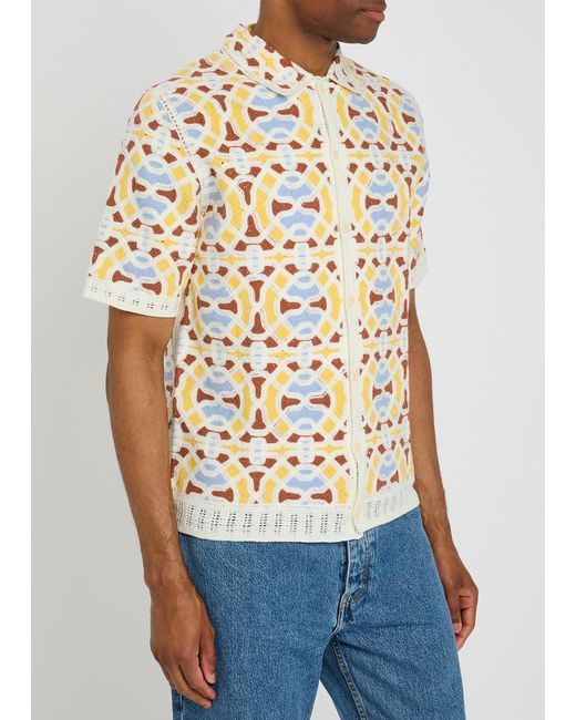Wax London White Dorset Patterned Crochet Cotton-Blend Shirt for men