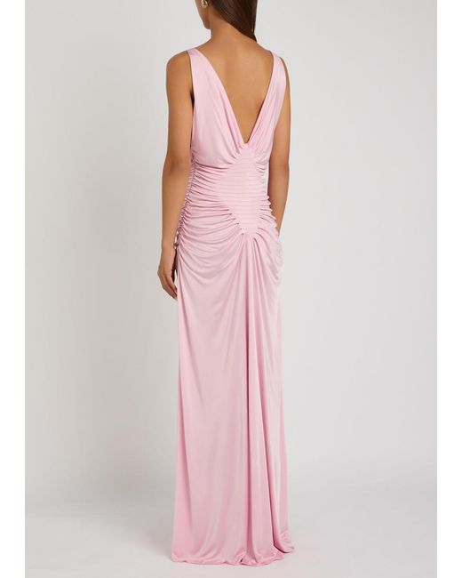 Versace Pink Draped Satin-Jersey Gown