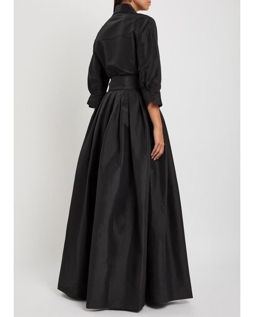 Jonathan Simkhai Black Julip Belted Taffeta Maxi Shirt Dress