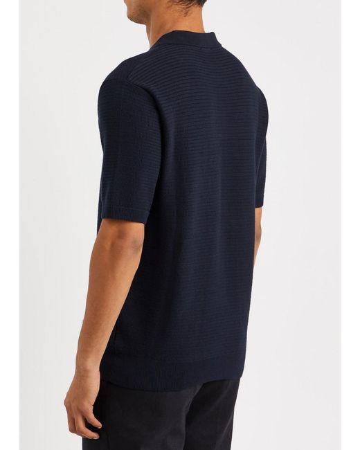 Sunspel Blue Waffle-knit Cotton Polo Shirt for men