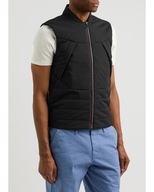 Paul Smith Black Quilted Shell And Jersey Gilet for men