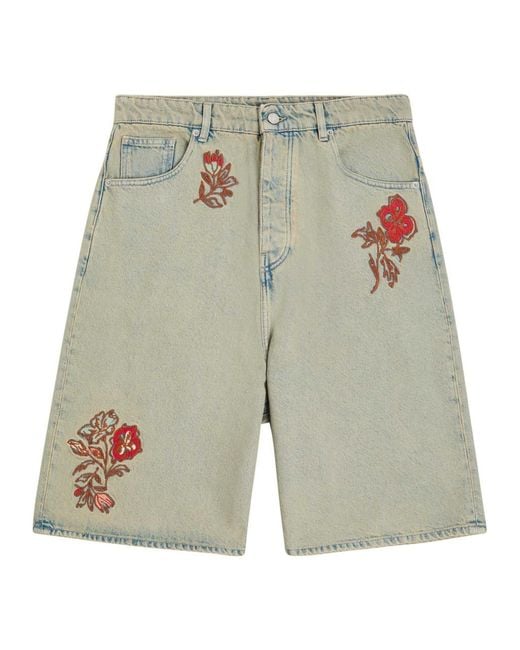 Drole de Monsieur Gray Dusty Brodé Fleurs Embroidered Shorts for men