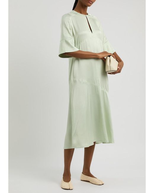 Day Birger et Mikkelsen Green Camilla Satin Midi Dress