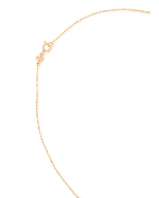 Tory Burch White Forget Me Not Long 18Kt-Plated Necklace