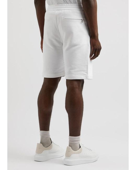Alexander McQueen White Graffiti Logo-Print Cotton Shorts for men