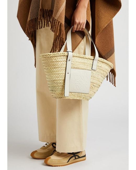 Loewe White Medium Raffia Basket Bag