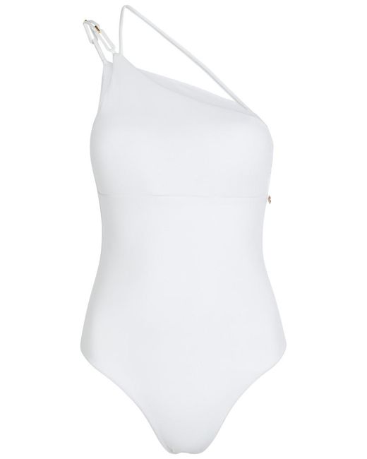 Max Mara White Chappa One-Shoulder Swimsuit