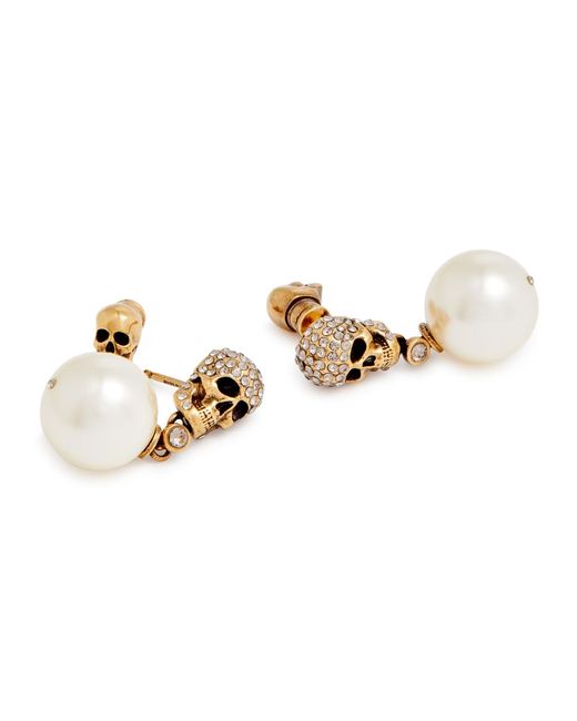 Alexander McQueen Metallic Skull-embellished Drop Earrings