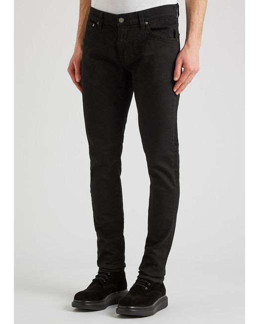 Nudie Jeans Black Tight Terry Skinny Jeans for men