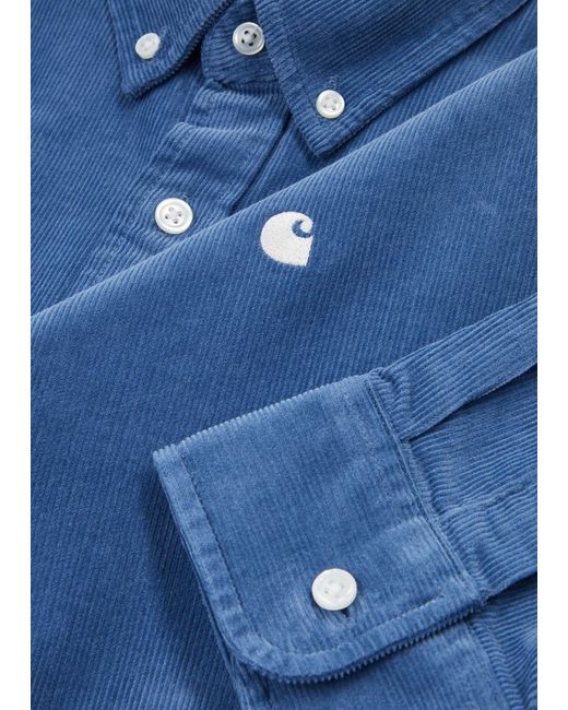 Carhartt Blue Madison Logo-Embroidered Corduroy Shirt for men