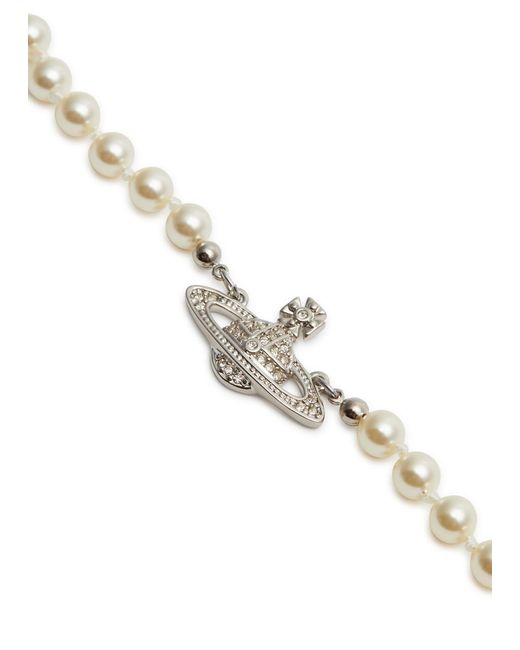 Vivienne Westwood White Mini Bas Relief Faux Pearl Necklace