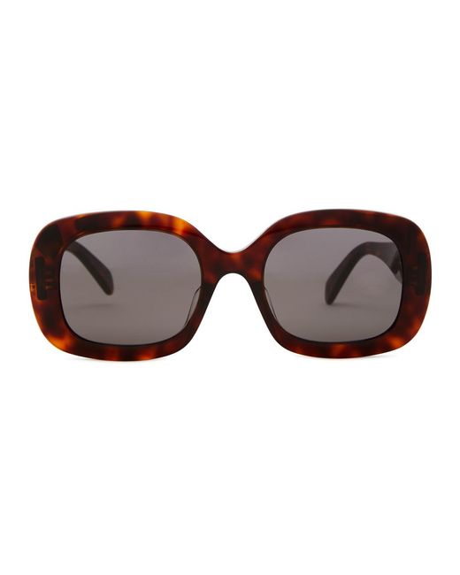 Céline Brown Oversized Oval-frame Sunglasses Designer Plaque At Temples, 100% Uv Protection