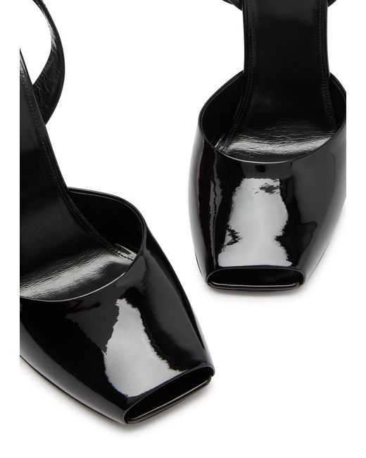 Saint Laurent Black Le Scandale 110 Patent Leather Wedge Sandals