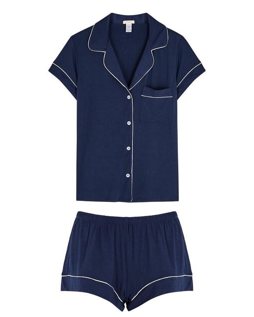Eberjey Blue Gisele Stretch-Jersey Pyjama Set